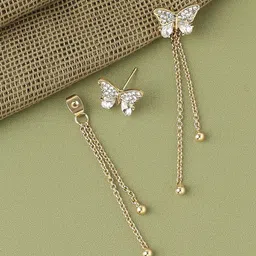 BEYTER Sterling Silver Artificial Stones Studded Butterfly Shaped Drop Earrings-picture-28