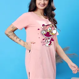 CORSICA Women Peach Printed Bio Finish Pockets T-shirt image 4