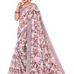 Lichee Floral Printed Zari Saree-image-5