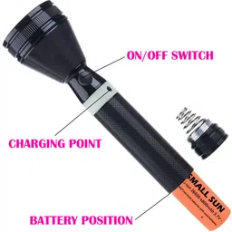 small sun Best Good Quality Rechargeabl 1500m heavy duty Ultra Bright 25W Flashlight 4 hrs Torch Emergency Light image 3