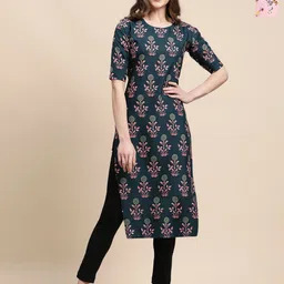 Ethnic basket Women Pack of 2 Floral Printed Round Neck Straight Kurta-picture-32