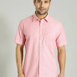 Indian Terrain Men India Slim Spread Collar Solid Cotton Slim Fit Casual Shirt image 1