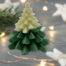 Earthly Edges Green & Beige Scented Pillar Candle image 5