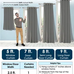 Story@home Pack of 2 Grey Blackout & Sheer Window Curtain 5 Feet image 5