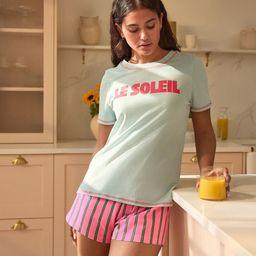 NEXT Women Printed Striped Pure Cotton Shorts Set-picture-16