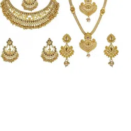 Women Click Set Of 2 Stones Studded & Beaded Jewellery Set-image-10