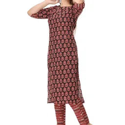 Miss & Chief Women Ethnic Motifs Printed Regular Pure Cotton Kurta with Trousers image 3