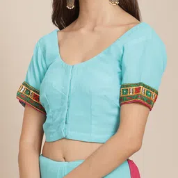 DIVASTRI Embellished Kutchi Embroidery Pure Georgette Half and Half Saree image 5