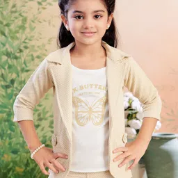 BAESD Girls Printed Three-Quarter Sleeves Coat With Attachable T-Shirt With Trouser image 3