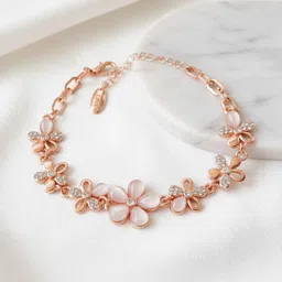 DressBerry Women Cubic Zirconia Rose Gold-Plated Charm Bracelet image 5