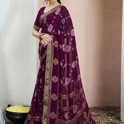 HERE&NOW Bandhani Poly Chiffon Saree image 2