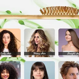 Kind of Earthy Set Of 2 Kacchi Neem Fine Tooth Comb & Bamboo Paddle Hair Brush image 5