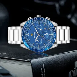 BENLING Men Dial & Stainless Steel Straps Analogue Automatic Watch BENL-0003-SLVR-BLU CHN image 3