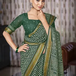 all about you Printed Zari Saree With Unstiched Blouse piece image 2