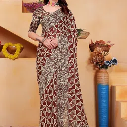 KANOODA Maroon Pure Georgette Sarees-image-63