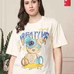 Tromko Women Pack of 2 Graphic Printed Round Neck Cotton Oversized T-shirts-image-33