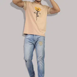 Greylongg Men Printed Raw Edge T-shirt image 5