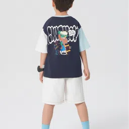 LULU & SKY Boys Drop-Shoulder Sleeves Pockets Boxy T-shirt image 3