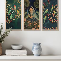 Kotart Brown and Green 3 Pieces Birds and Animals Wooden Wall Paintings-picture-5