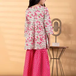 Readiprint Girls Floral Printed Empire Gotta Patti Pure Cotton Kurta with Sharara image 4
