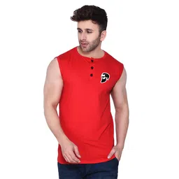 BEYOU FASHION Henley Neck Sleeveless Applique Slim Fit T-shirt-picture-23