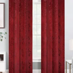 IVAZA Maroon Set of 2 Black Out Door Curtain-image-5