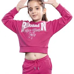 PLUM TREE Girls Typography Printed Hooded Sweatshirt-picture-22