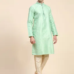 SKAVIJ Men Ethnic Motifs Regular Kurta with Pyjamas image 3