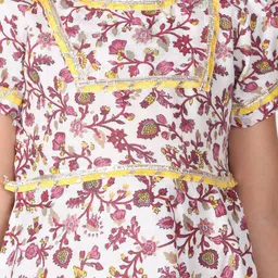 Cutiekins Girls Floral Printed Round Neck Gotta Patti A-Line Kurta With Palazzos & Dupatta image 3