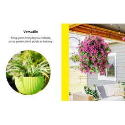 Virajsanchi 3Pcs Pink & Green Textured Hanging Planters image 5