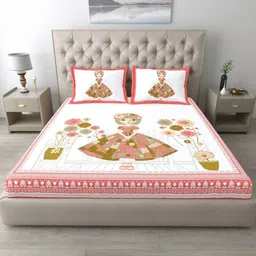 JAIPUR FABRIC White Graphic Bedsheet with 2 Pillow Covers-picture-18