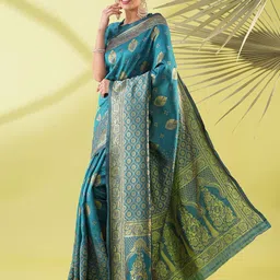 VILLAGIUS Woven Design Zari Ready to Wear Kanjeevaram Saree image 5