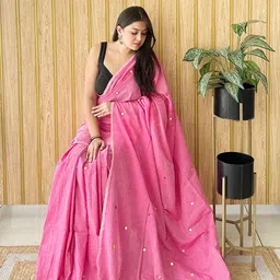 Anouk Solid Sequinned Pure Cotton Saree image 3