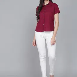 funday fashion Women Regular Fit Solid Casual Shirt image 5