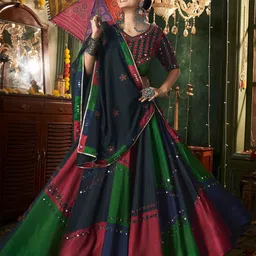 ODETTE Embellished Mirror Work Ready to Wear Lehenga & Blouse With Dupatta-image-0