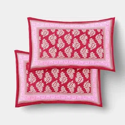 MILAAV Red Floral 144 TC King Bedsheet with 2 Pillow Covers image 3