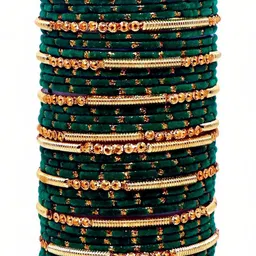Adiba Fashion Factory Set Of 34 Green Glass Artificial Stones Bangle-picture-26