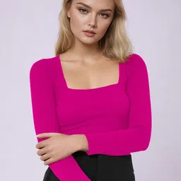 Maheshvi Women Ribbed Square Neck Fitted Top-picture-19