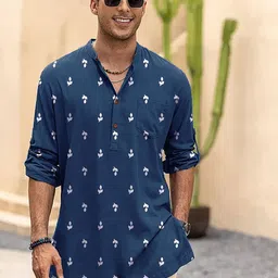 Anouk Men Floral Printed Regular Kurta with Trousers image 3