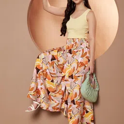 OTABU Women Printed Relaxed Flared Wrinkle Free Trousers image 3