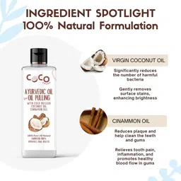 Coco Crush Ayurvedic Coconut & Cinnamon Oil For Oil Pulling With Tongue Cleaner- 200ml image 3