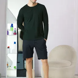 damensch Men Self Design Round Neck Cotton Blend Green T-Shirt-picture-17