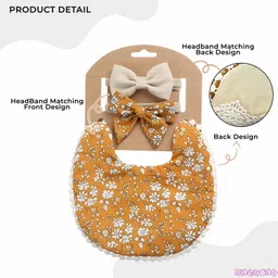 bembika Baby Feeding Bib And Bow Cotton Tableware, Ideal For Feeding Baby - Gold image 4
