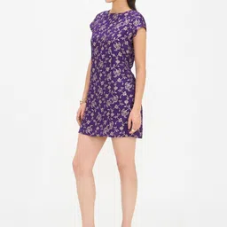 Virgio Women Printed Viscose Boat Neck Short Sleeves Dresses image 4