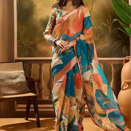 Moda Rapido Zari Linen Blend Saree-picture-30