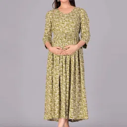 Moda Rapido Women Printed Liva Maternity Fit and Flare Midi Dress-picture-16