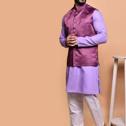 PRINTCULTR Men Regular Pure Cotton Kurta with Trousers image 3