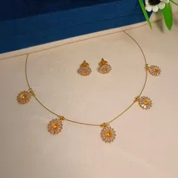 Sanjog Brass-Plated Cubic Zirconia Stone Studded Jewellery Set image 3