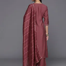 Gerua By Libas Floral Yoke Design Regular Sequinned Straight Kurta With Trousers & Dupatta image 4