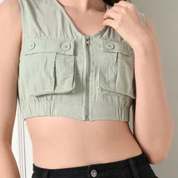 fuchsia PRETTY LOVING THING Women Solid Sleeveless Cotton Regular Crop Top image 2